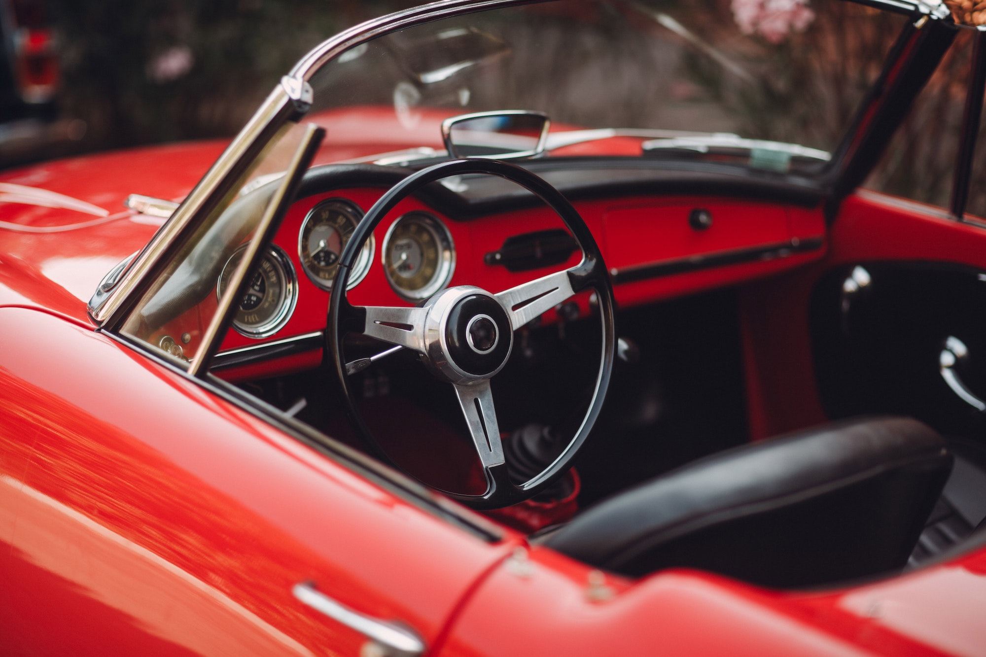 Red Alfa Romeo, Retro car rally. French riviera. Nice - Cannes - Saint-Tropez